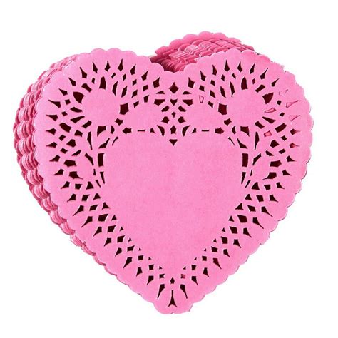 Heart Shape Paper Doily 100 Pack Pink Doilies Paper Lace For Romantic