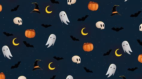 Download Wallpaper 1366x768 Ghosts And Pumpkins Halloween Art Tablet