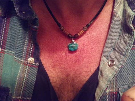 Mens Leather Necklace Surfer Necklace Leather Choker With Turquoise