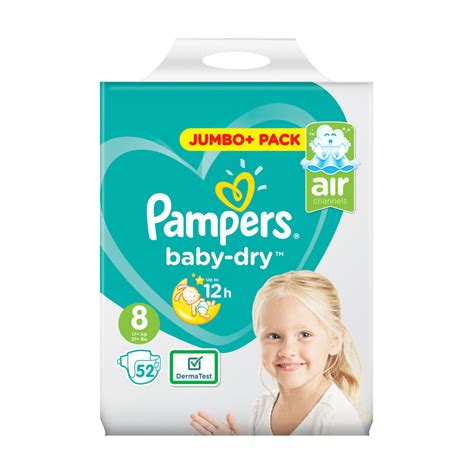 Pampers Baby Dry Size 8 Nappies Jumbo Pack 52 Pack