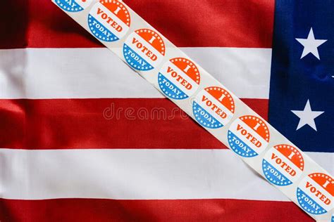 Sticker Strip I Vote Today On The Usa Flag After Voting In The Ballot