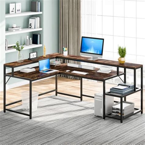Tribesigns Reversible L Shaped Computer Desk With Monitor Stand