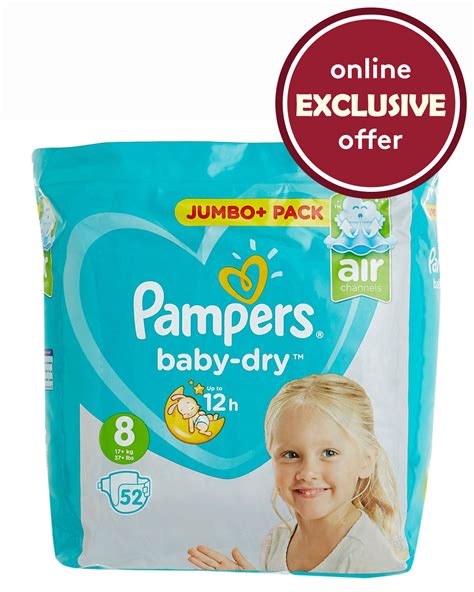 Dunnes Stores White Pampers Baby Dry Jumbo Size 8 52 Nappies