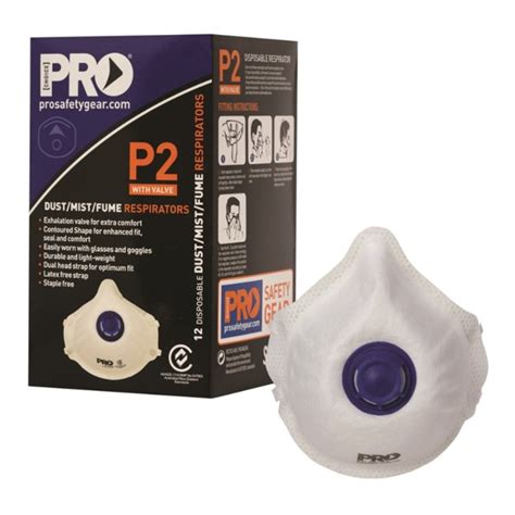 Safety Products : P2 Dust Mask with Valve, 12 per box