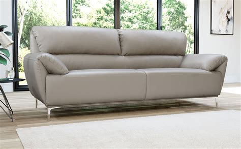 Enzo Taupe Leather 3 Seater Sofa Furniture Choice