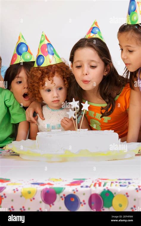 Group Of Children Celebrating A Birthday Party Stock Photo Alamy