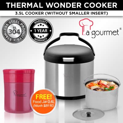 It allows you to cook soups, porridges, stews, and more without the use of fire or electricity. Qoo10 - La Gourmet 3.5L Thermal Wonder Cooker | FREE Food ...