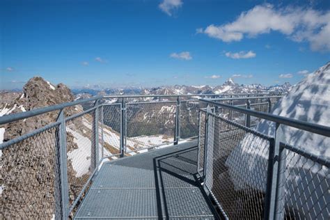 Observing Walkway At Nebelhorn Mountain Summit Stock Photo Image Of