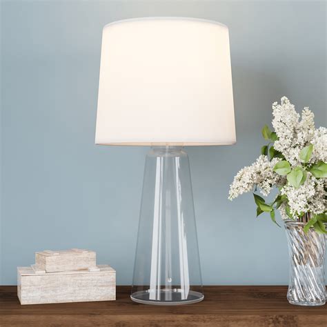 Clear Glass Lamp Open Base Table Light With Led Bulb And Shade Modern Decorative Lighting For