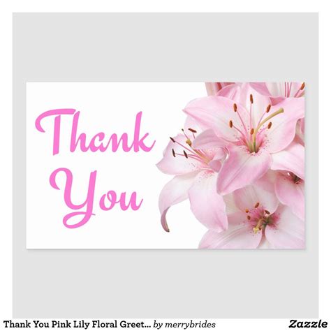 Thank You Pink Lily Floral Greeting Sticker Label Zazzle Wedding