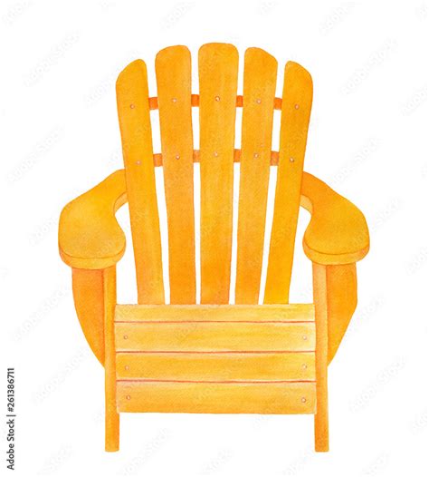 Yellow Wood Adirondack Chair Drawing Classic Stylish Design Front
