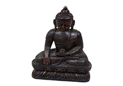 Hand Carved Wooden Buddha Statue Handmade In Nepal