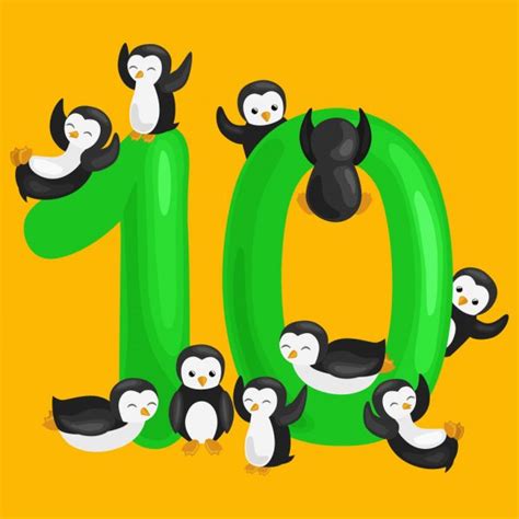 Ordinal Number 10 For Teaching Children Counting Ten Penguins With The