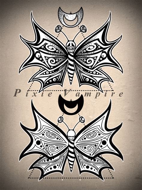 Moth Butterfly Dotwork Tattoo Design Stencil By Pixie Vampire On Deviantart