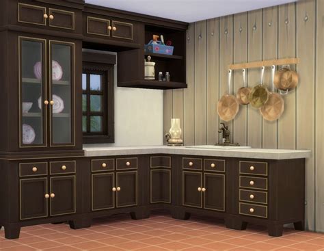 Modthesims Country Kitchen Sims 4 Kitchen Cabinets Sims 4 Kitchen