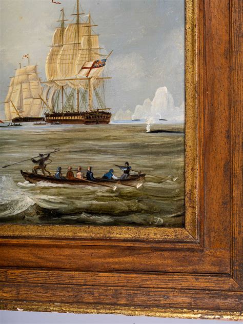 19thc American School Painting Uncas Whaling Off Cape Of Good Hope