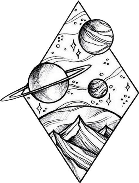 Planet Mountain Space Sticker By Alessia Scordato Planet Drawing