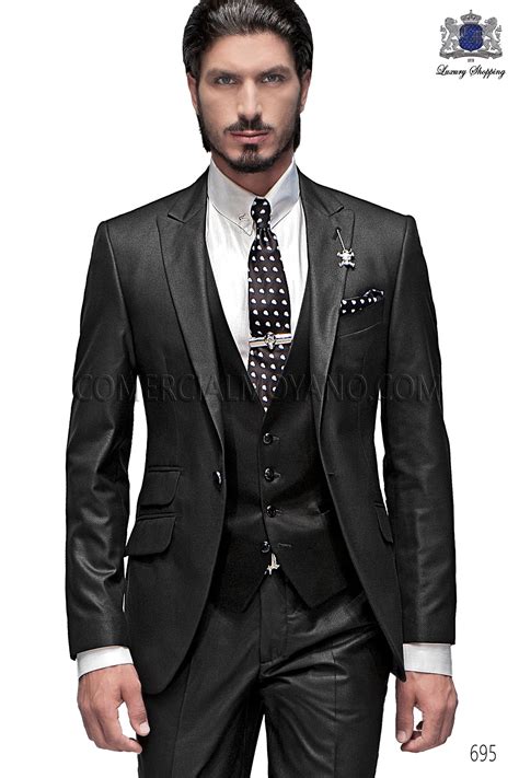 High Fashion Emotion Black Men Wedding Suit Model 695 Mario Moyano