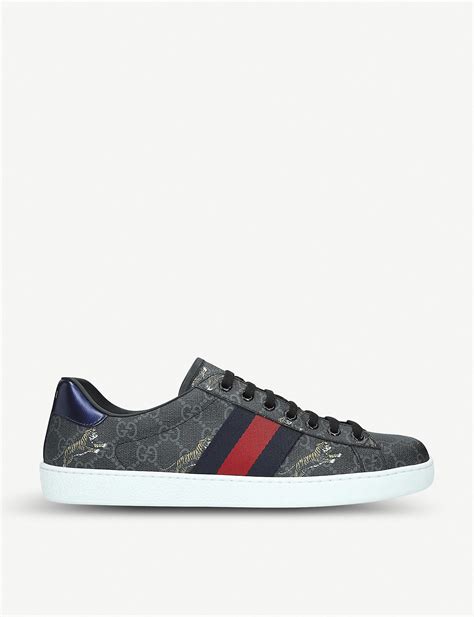 Gucci New Ace Gg Tiger Canvas Trainers In Black For Men Lyst
