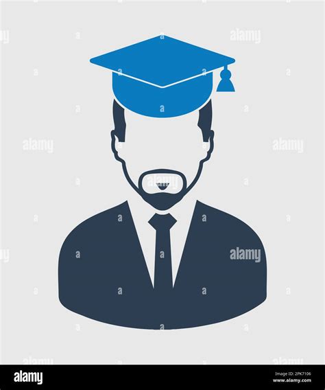Male Graduate Student Icon With Gown And Cap Flat Style Vector Eps