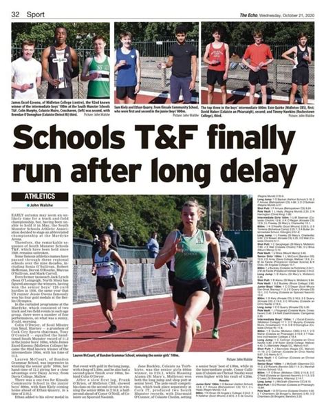 Results Of South Munster Schools Track And Field Championships 2020