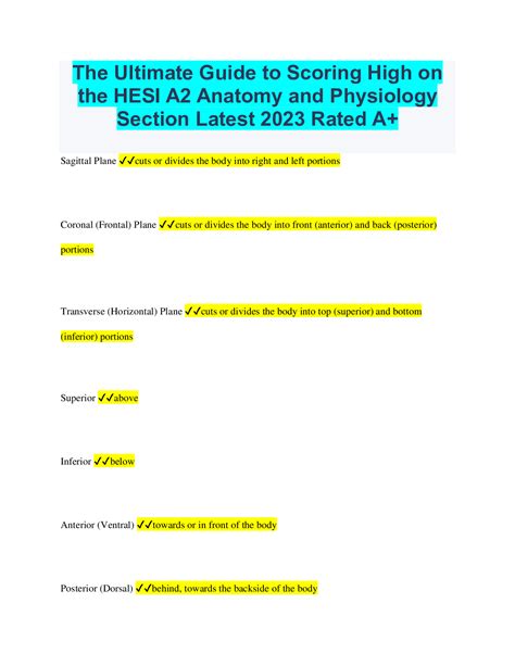 The Ultimate Guide To Scoring High On The Hesi A2 Anatomy And