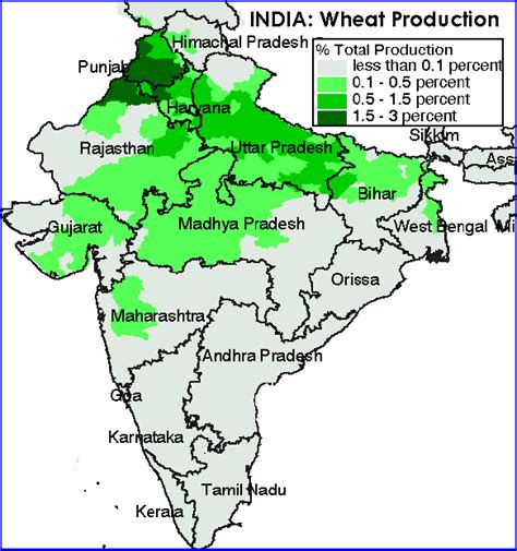 Map Of Top 10 Wheat Producing States Of India India W