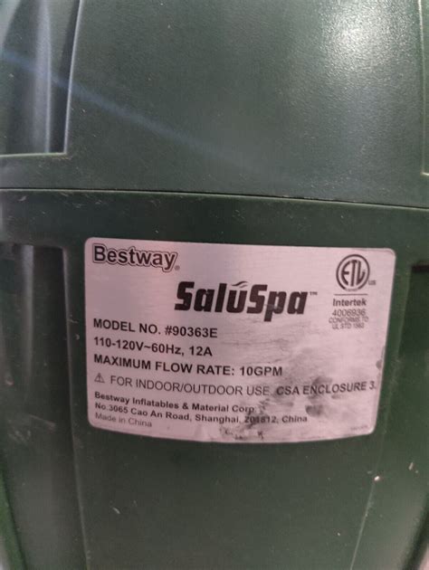 Bestway Coleman Saluspa 90363e Inflatable Hot Tub Replacement Pump