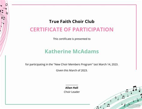 Choir Certificate Template