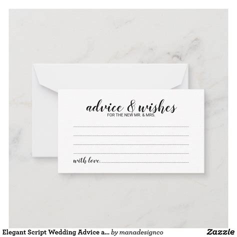Elegant Script Wedding Advice And Wishes Card In 2021