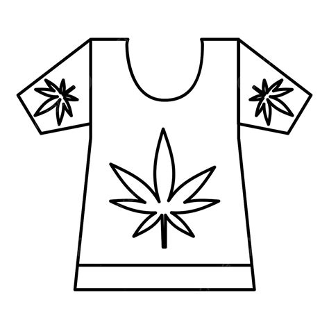 T Shirt With Print Of Cannabis Icon Outline Style T Shirt Print