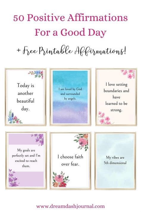 50 Daily Positive Affirmations Free Printable Affirmations For A