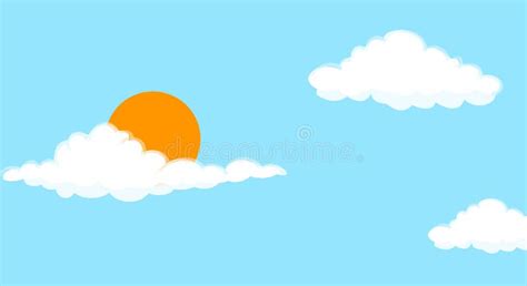 Blue Sky With Clouds And Sun Cartoon Background Stock Illustration
