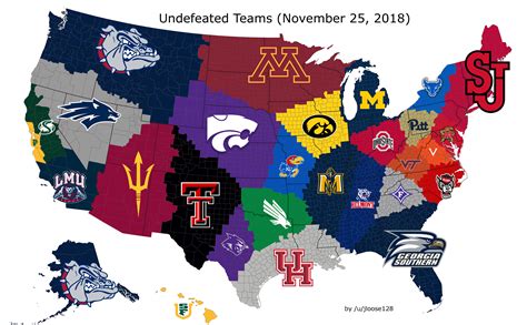 Closest Undefeated Team To Each Us County November 25 2018 R