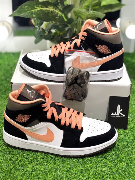 Dh0210 100 Jordan 1 Mid Peach Mocha Weirdkos Sneakers