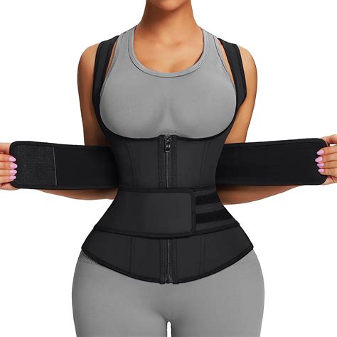 buy feelingirl latex waist trainer for women 9 steel bones latex cincher corset vest for lower