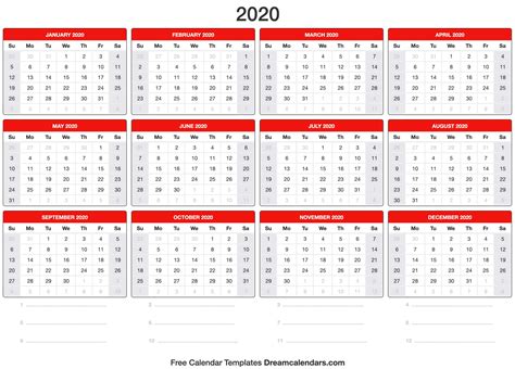 4 Year Calendar 2020 To 2024 Printable Free Letter Templates