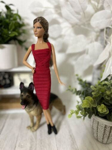 Mattel Barbie Gold Label Collection Herve Leger Red Dress By Max Azria