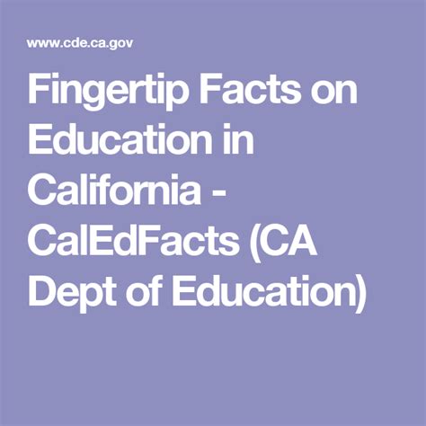 Fingertip Facts On Education In California Caledfacts Ca Dept Of