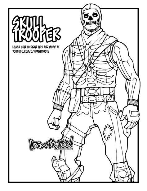 I made another fortnite coloring page, this time based on ranger deadeye, the original pistol outlander! How to Draw SKULL TROOPER (Fortnite: Battle Royale) Drawing Tutorial | Draw it, Too!