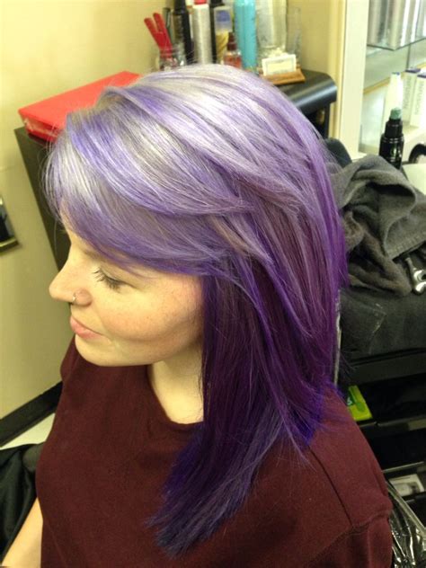 Purple Balayage With Silver Roots Short Hair Styles Purple Balayage