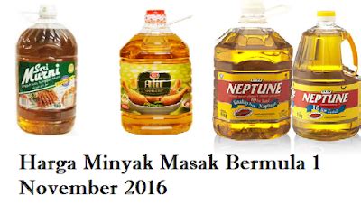 Harga jualan minyak masak bukan bersubsidi tidak ditetapkan oleh kpdnkk sebaliknya harga minyak tersebut ditetapkan oleh industri mengikut harga pasaran minyak sawit. Harga Minyak Masak Terkini Bermula 1 November 2016