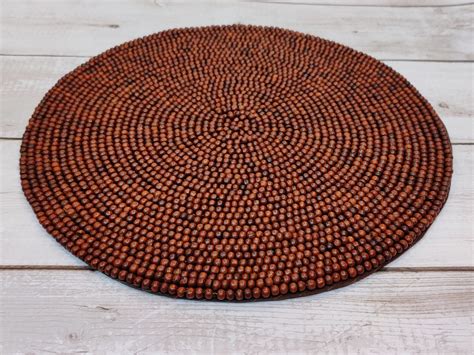 Handmade Beaded Round Placemats Luxury Table Mats Wooden Etsy