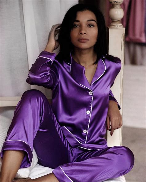 Ultra Violet Silk Pajamas By Serenity Silk Pajamas Women Silk Outfit Purple Pajamas