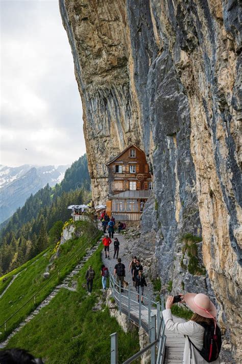 Famous Cliff Side Aescher Guest House And Restaurant In The Ebenalp