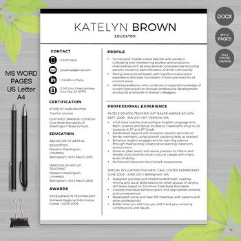 teacher resume template  ms word educator resume