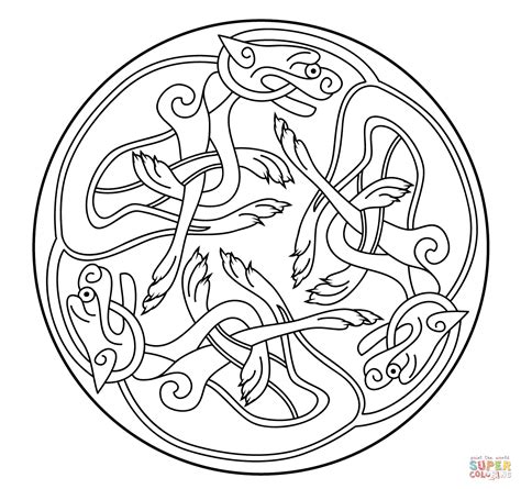 Celtic Ornament Design From Book Of Kells Coloring Page Free