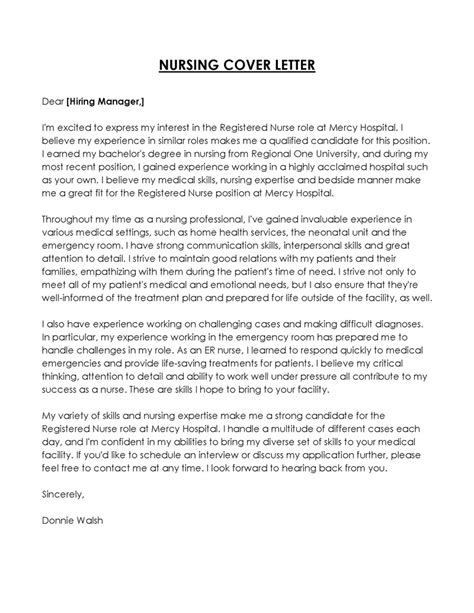 New Graduate Nurse Cover Letter 18 Best Examples
