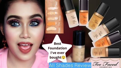 know your shade in too faced born this way foundation😳 all shades review application swatches