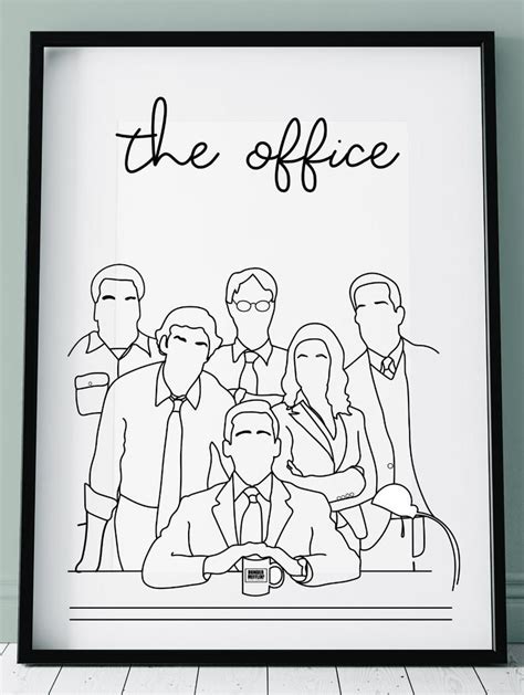 The Office Tv Show Character Outline Poster Character Drawing Etsy